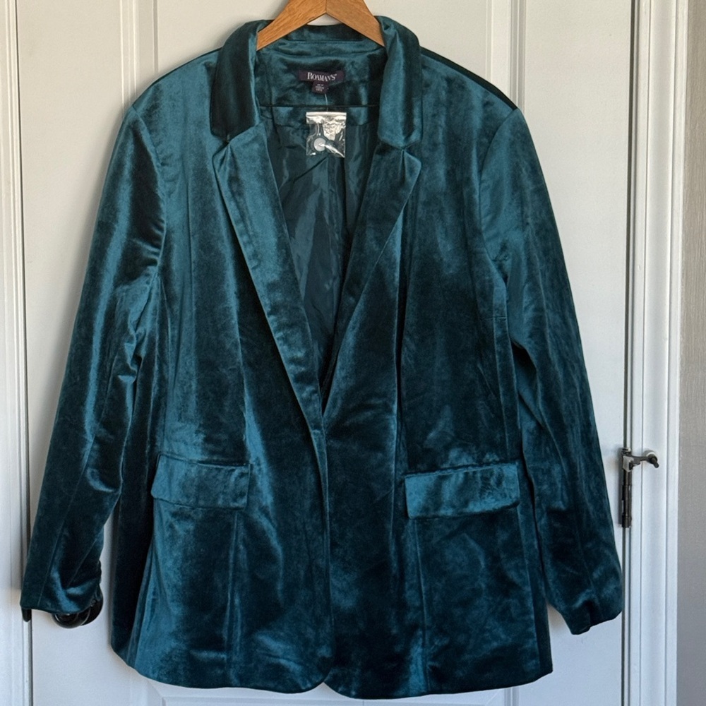Roaman’s Teal Velvet Women's Blazer Jacket Size 26W